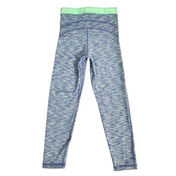 Nike Pro Women's Crop Leggings S Mint Purple Heather Training Gym Yoga Running - Picture 2 of 13
